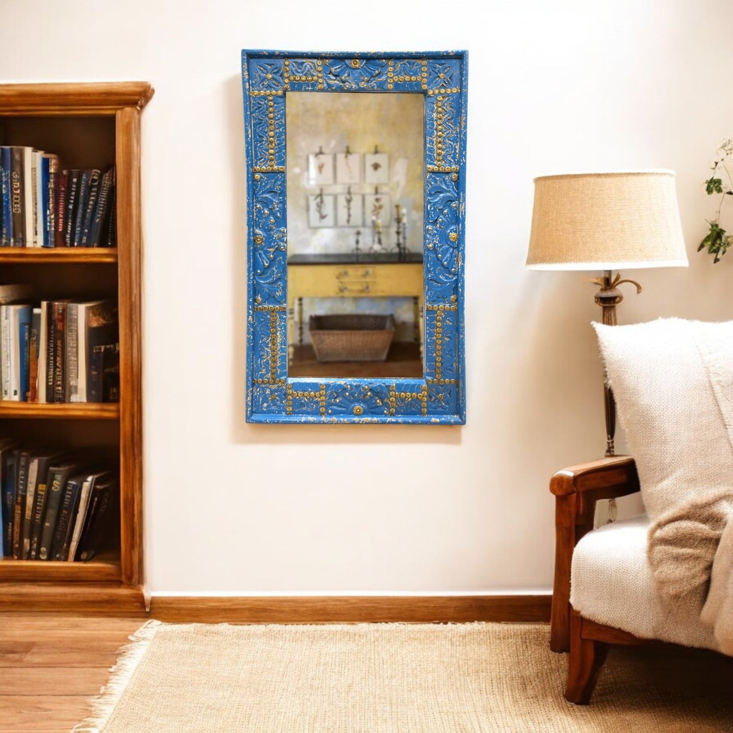 Distressed Blue Mirror