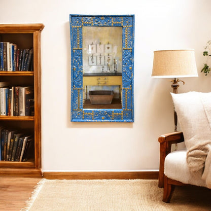Distressed Blue Mirror