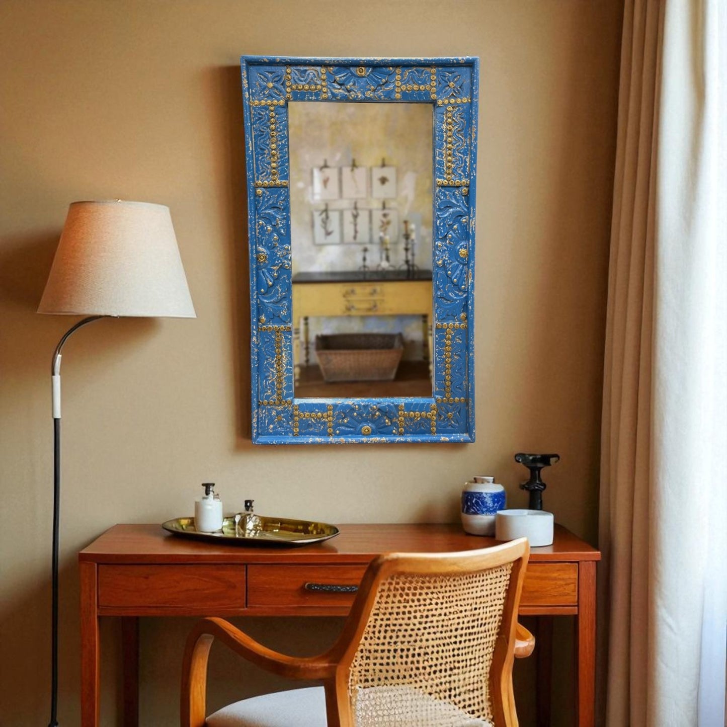 Distressed Blue Mirror