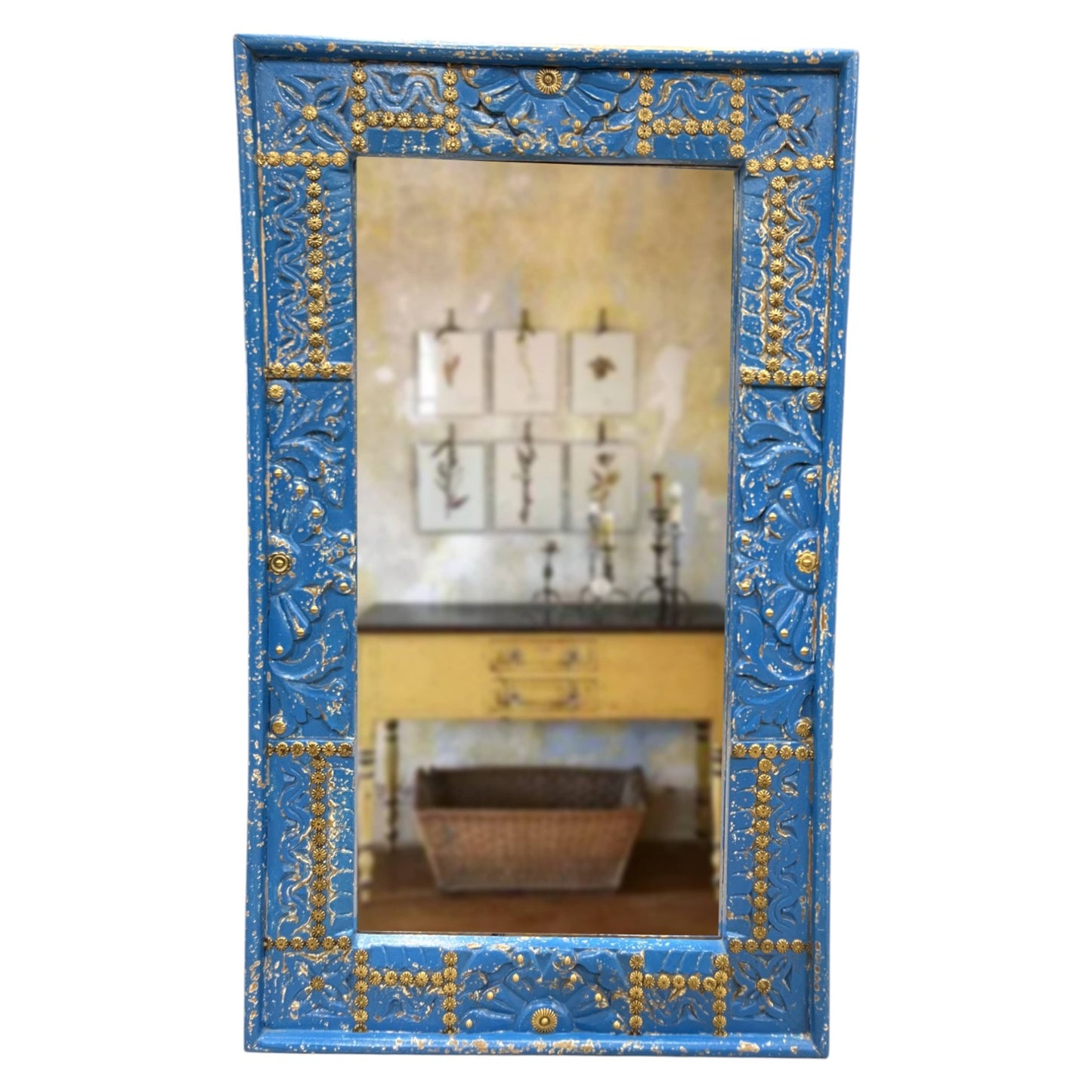 Distressed Blue Mirror