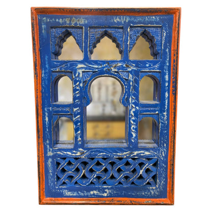 Small Blue Jharokha Mirror