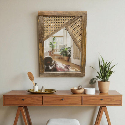 Brown Rattan Mirror