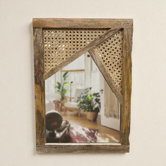 Brown Rattan Mirror
