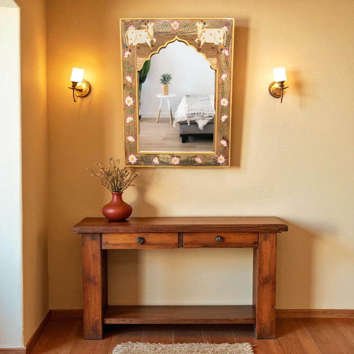 Sacred Cow Pattern Mirror