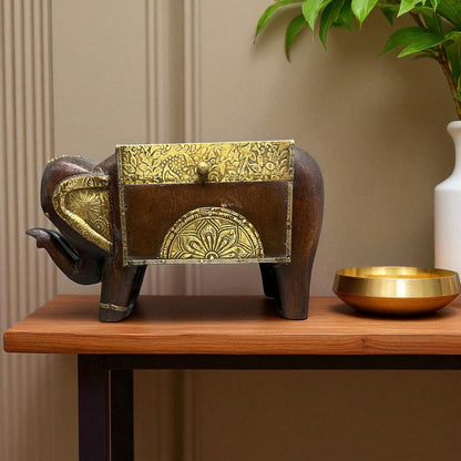 Handcrafted Wooden Elephant Storage Box