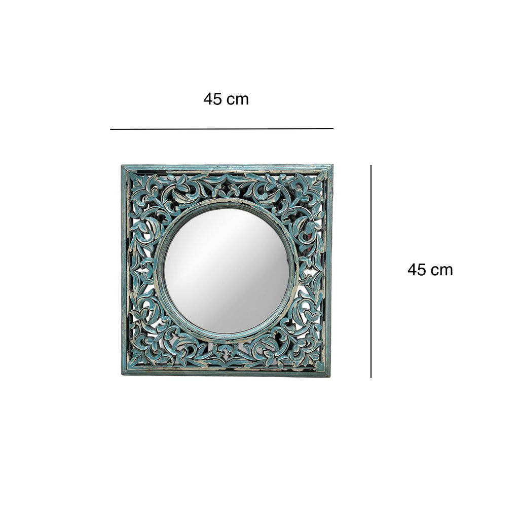 Blue Hand Carved Mirror