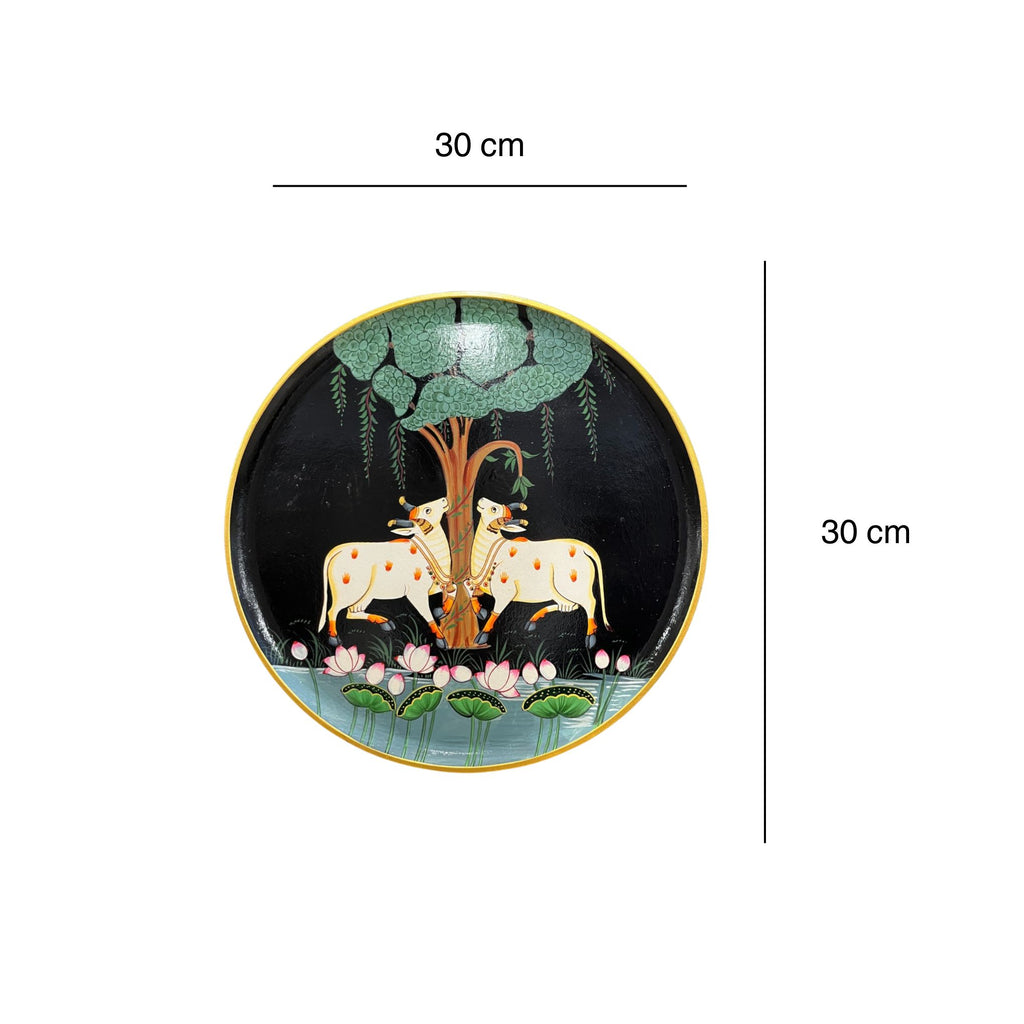 Hand Painted Nandi Wall Plate Black