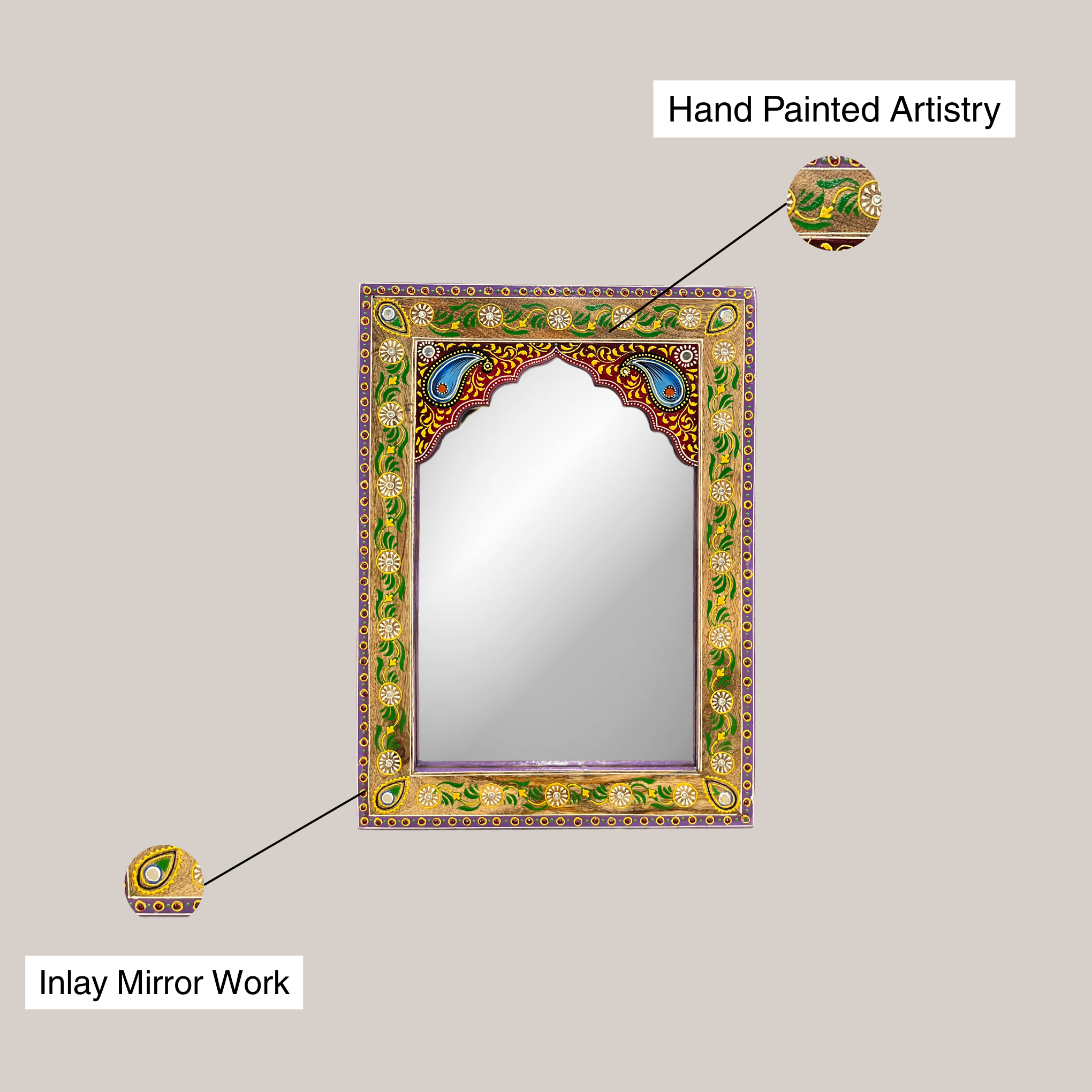 Jharokha Mirror with pearls