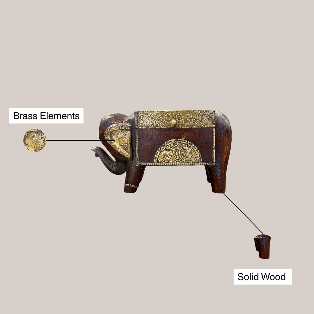 Handcrafted Wooden Elephant Storage Box