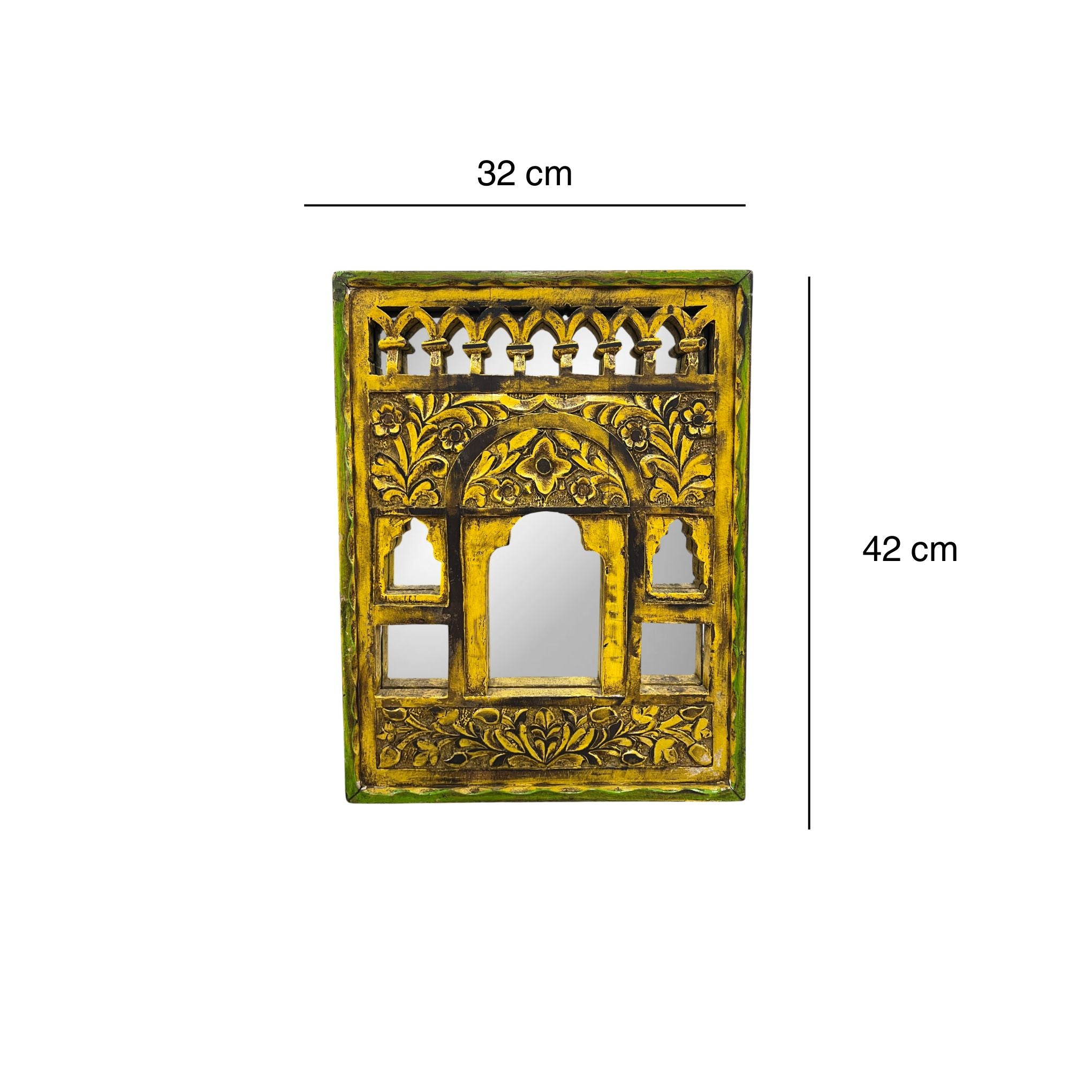 Small Yellow Jharokha Mirror