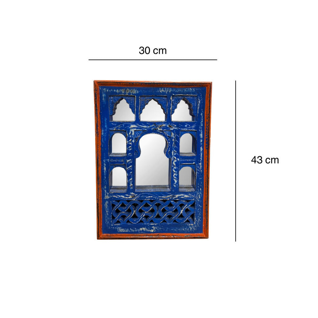 Small Blue Jharokha Mirror