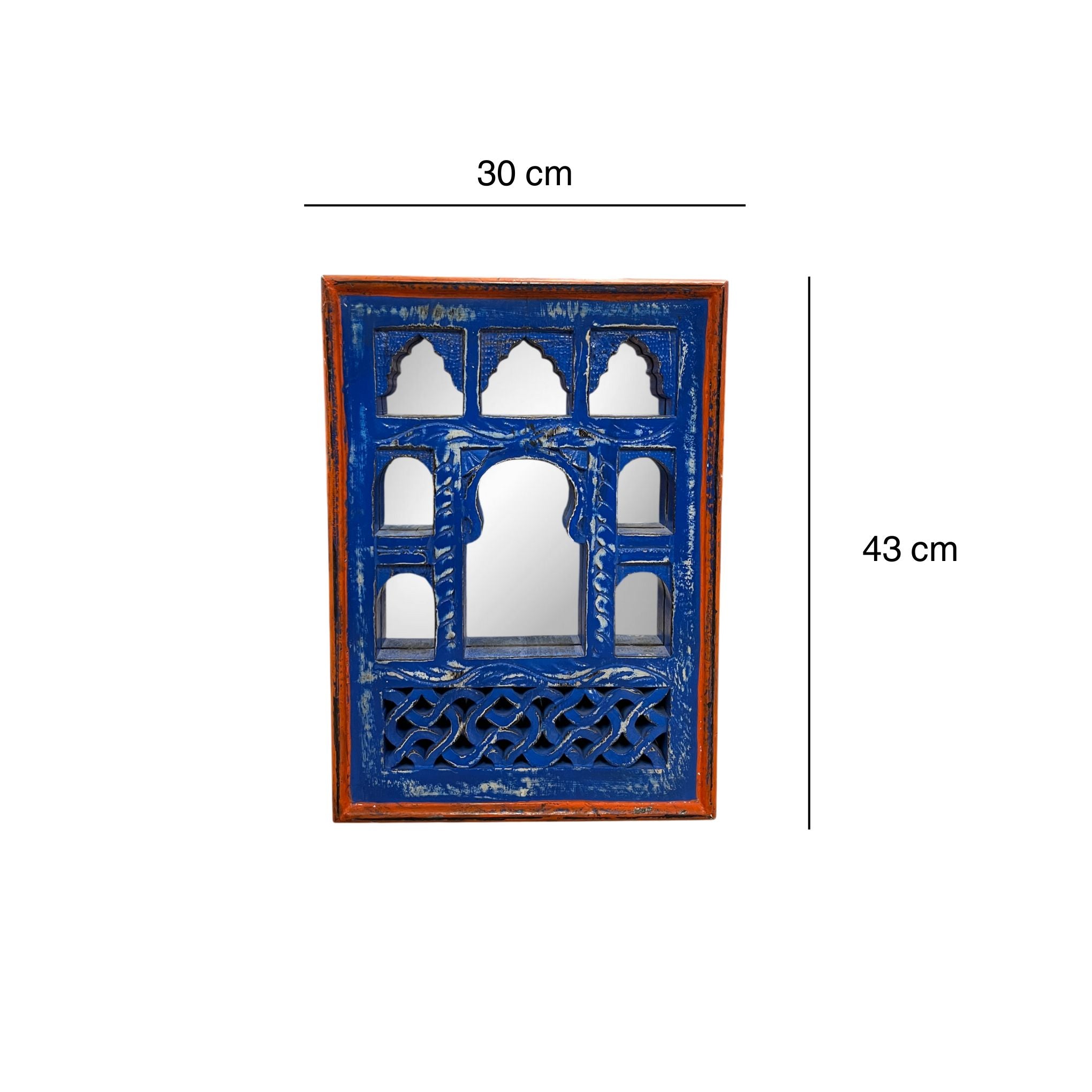 Small Blue Jharokha Mirror