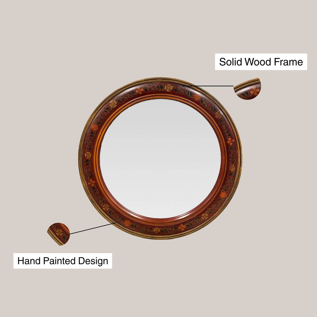 Brown Round Mirror