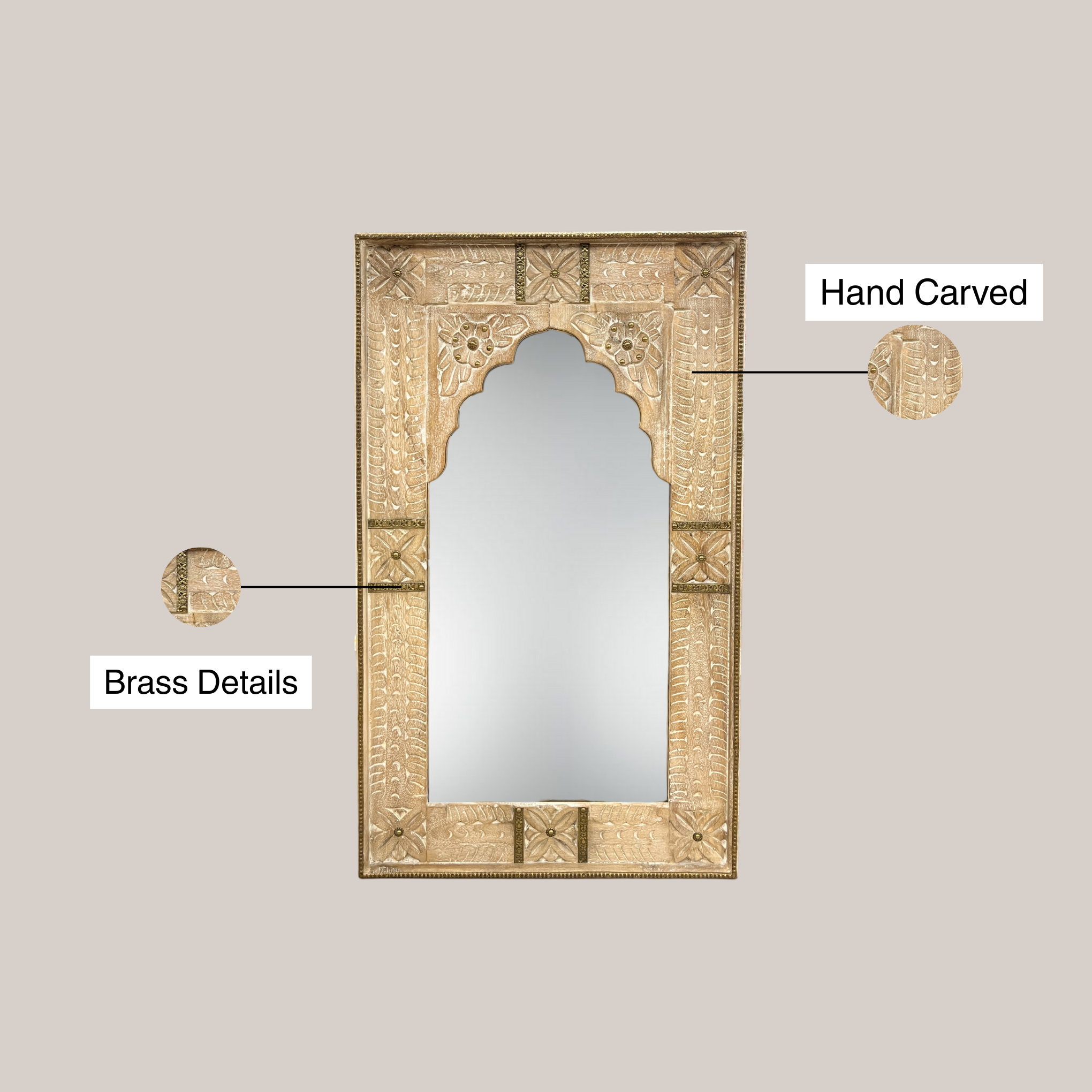 Distressed White Jharokha Mirror