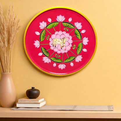 Hand Painted Nandi Wall Plate Pink