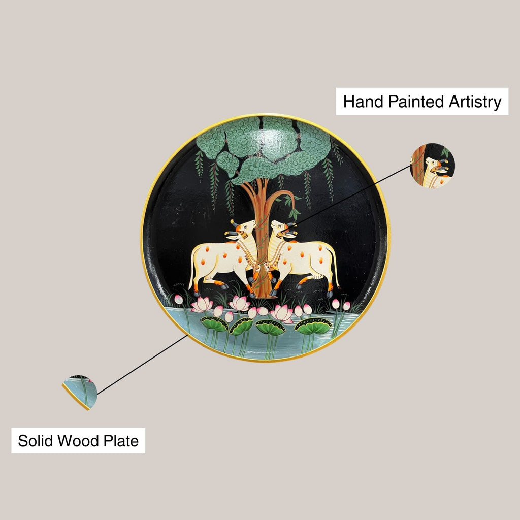 Hand Painted Nandi Wall Plate Black