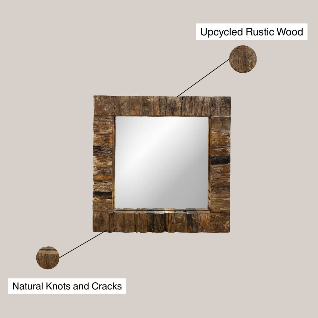 Dark Wooden Distressed Teak Mirror