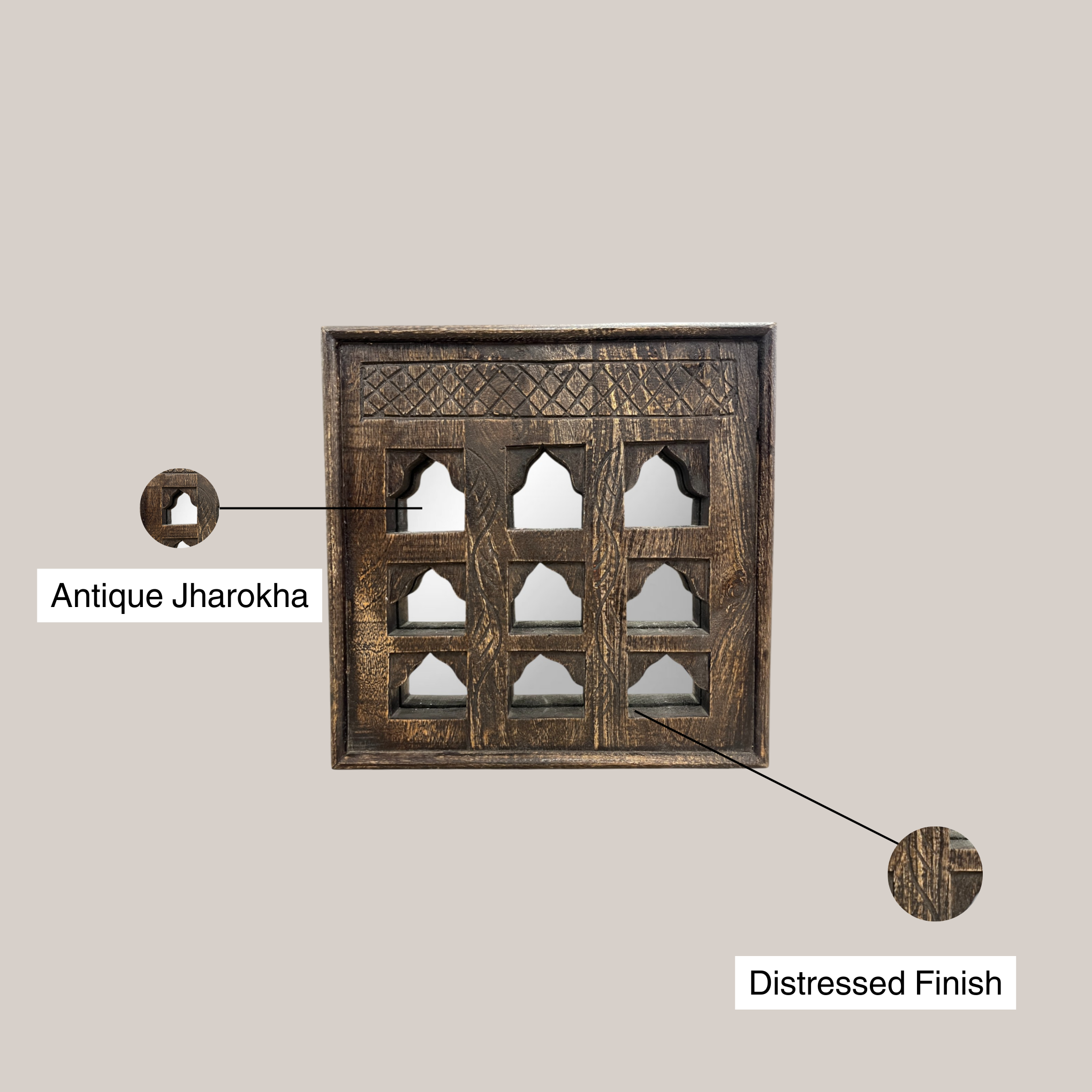 Jaali Charm Mirror - Brown
