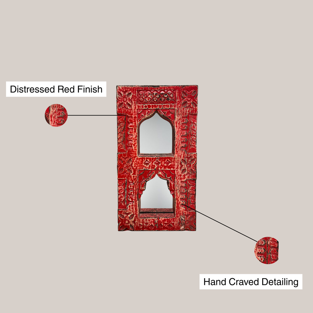 Small Jharokha Mirror (Red)