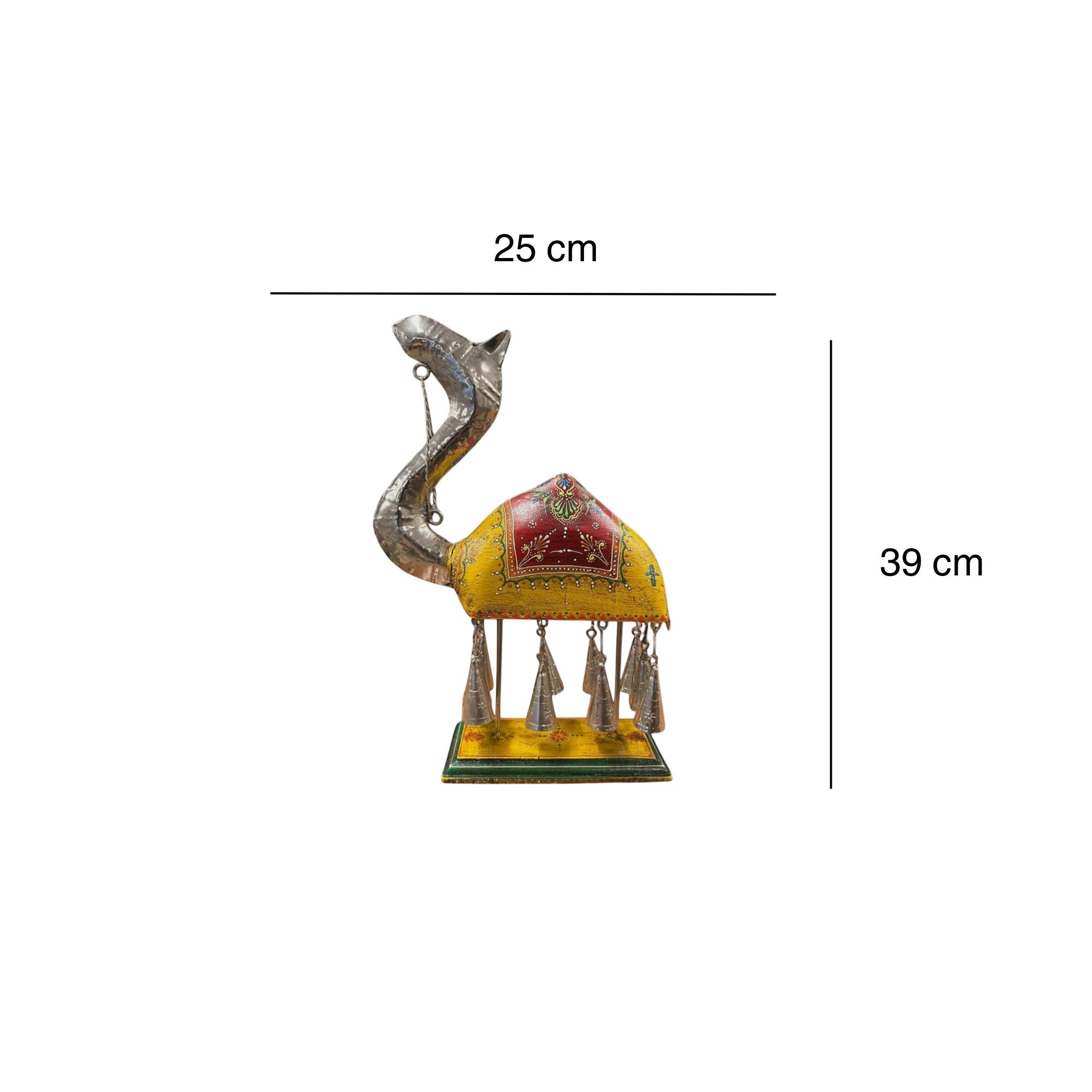 Handpainted Camel Figurine with Bells - Yellow
