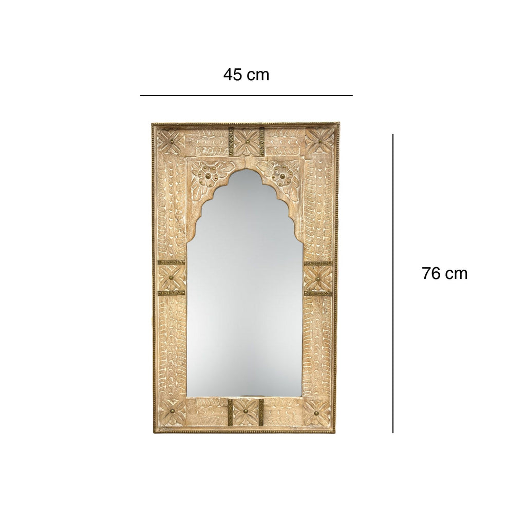 Distressed White Jharokha Mirror