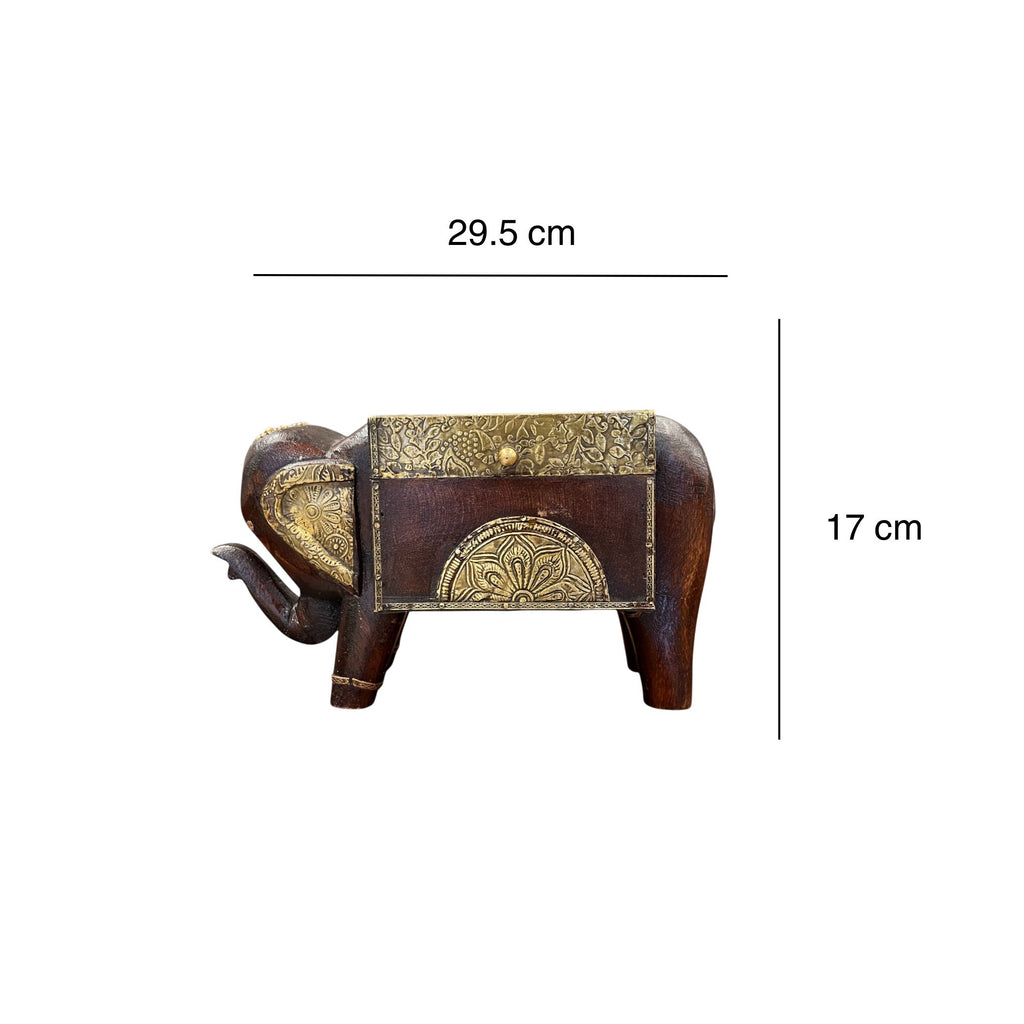 Handcrafted Wooden Elephant Storage Box