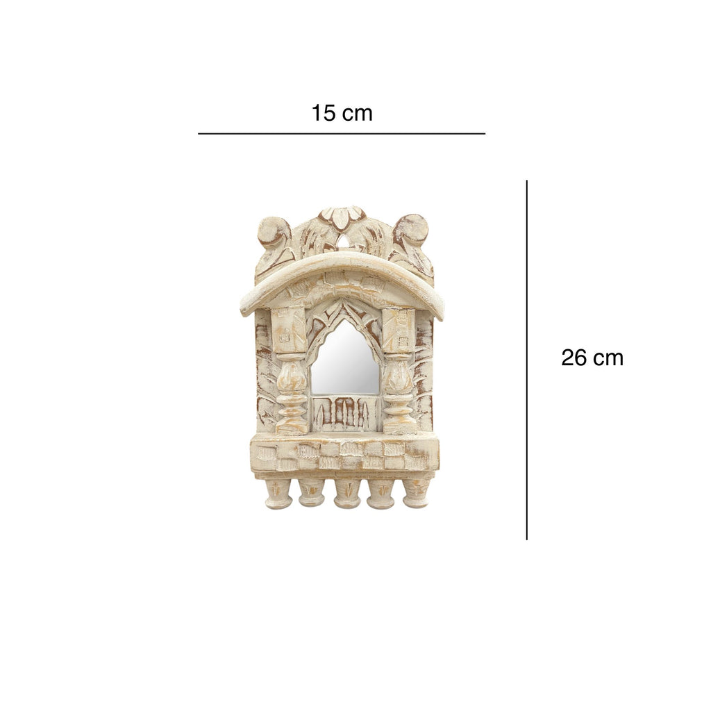 White Wooden Jharokha Wall Mirrors Set