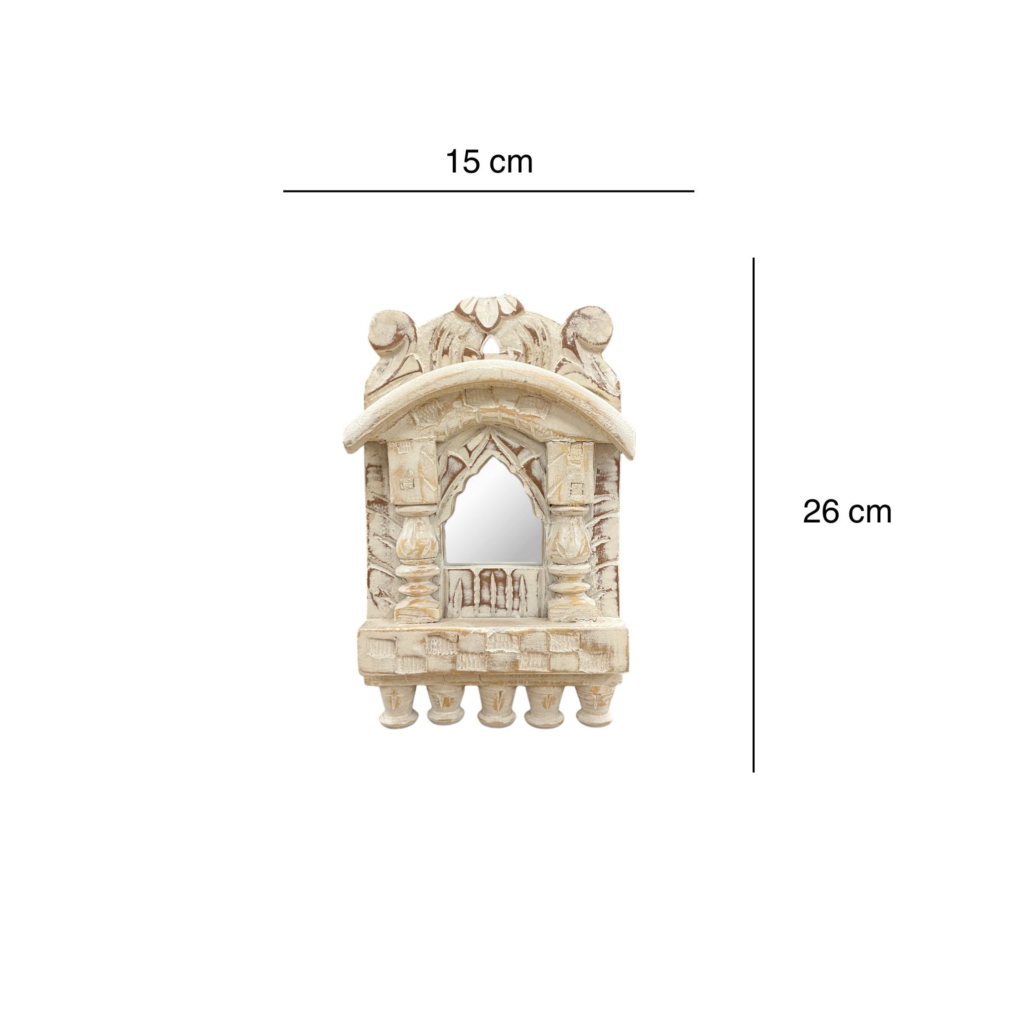 White Wooden Jharokha Wall Mirrors Set