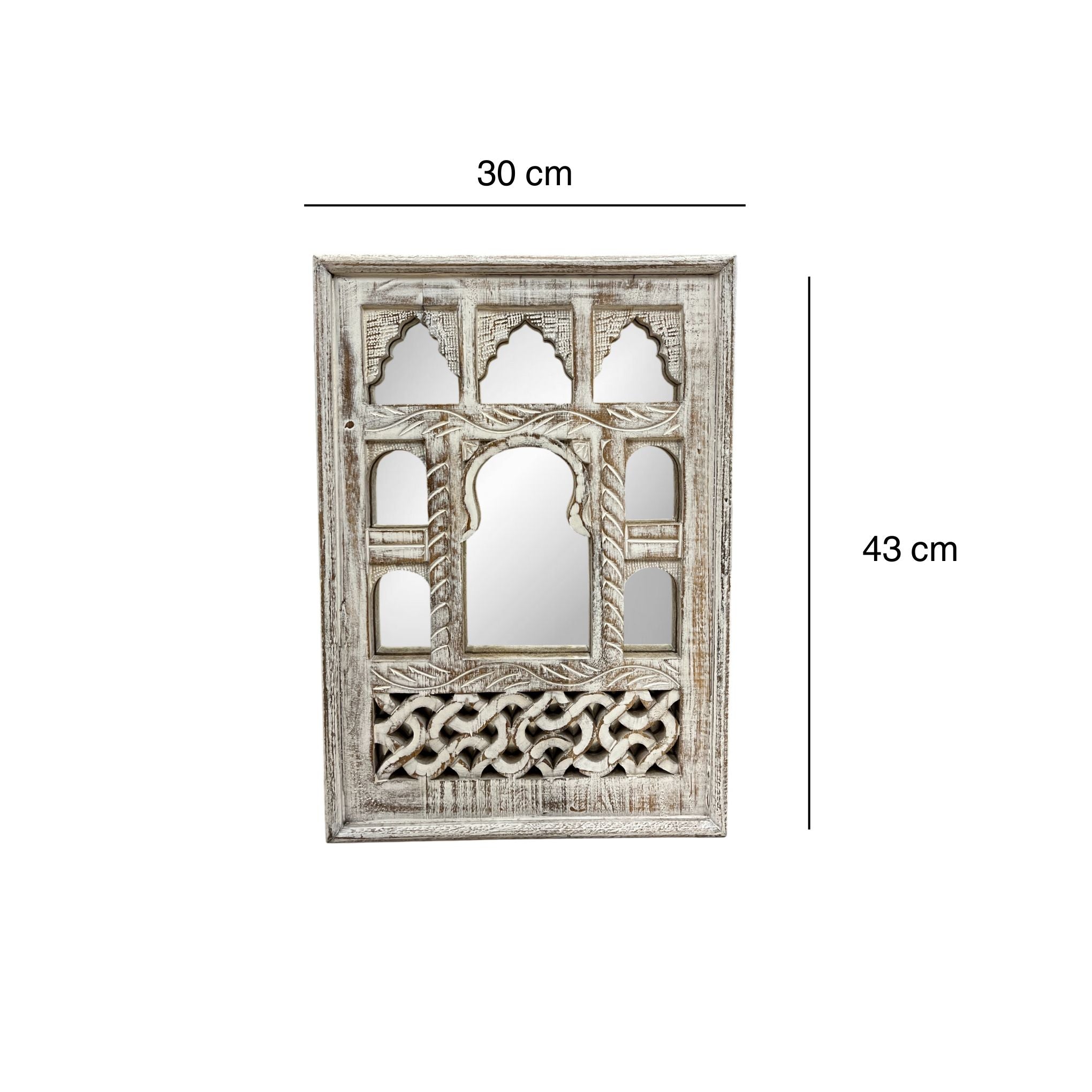 Small White Jharokha Mirror