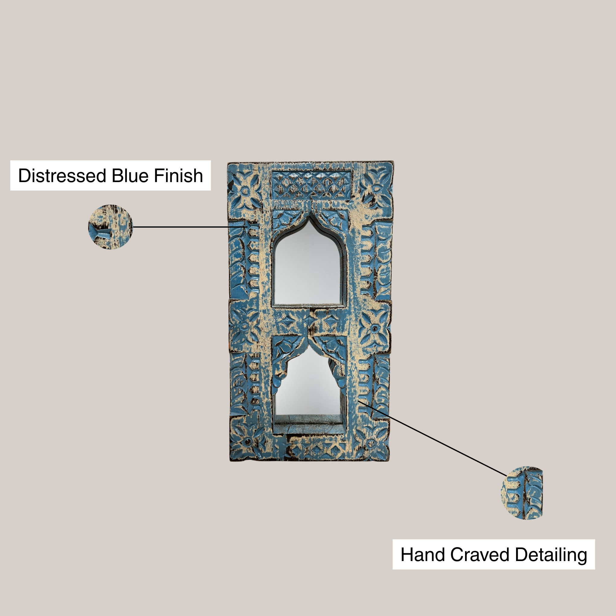 Small Jharokha Mirror (Blue)
