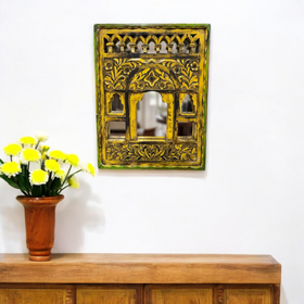 Small Yellow Jharokha Mirror