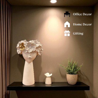 White Floral Crown Face Vase