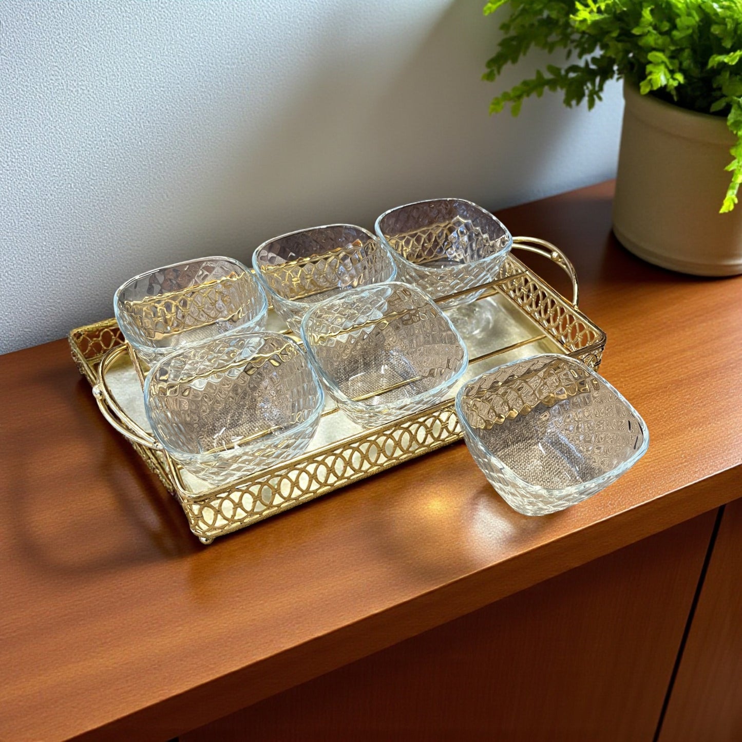 Metallic Gold Tray Set