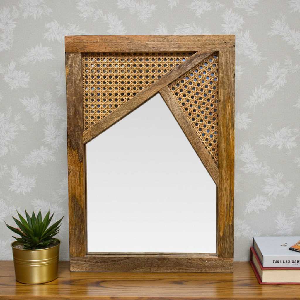 Brown Rattan Mirror