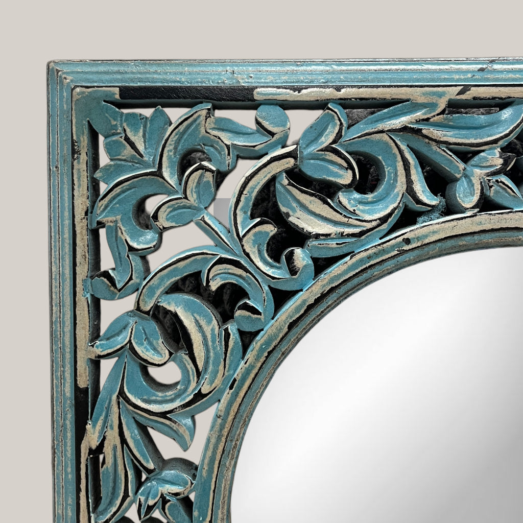 Blue Hand Carved Mirror