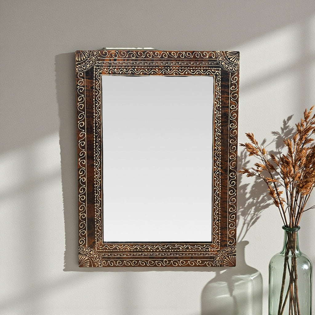 Brown Rectangle Mirror