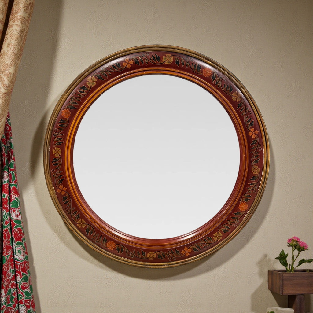 Brown Round Mirror