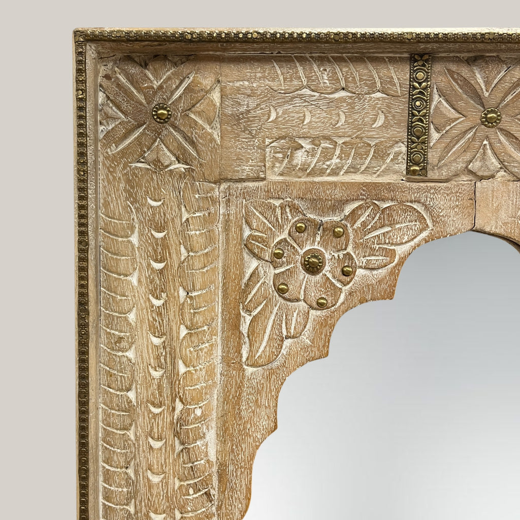 Distressed White Jharokha Mirror