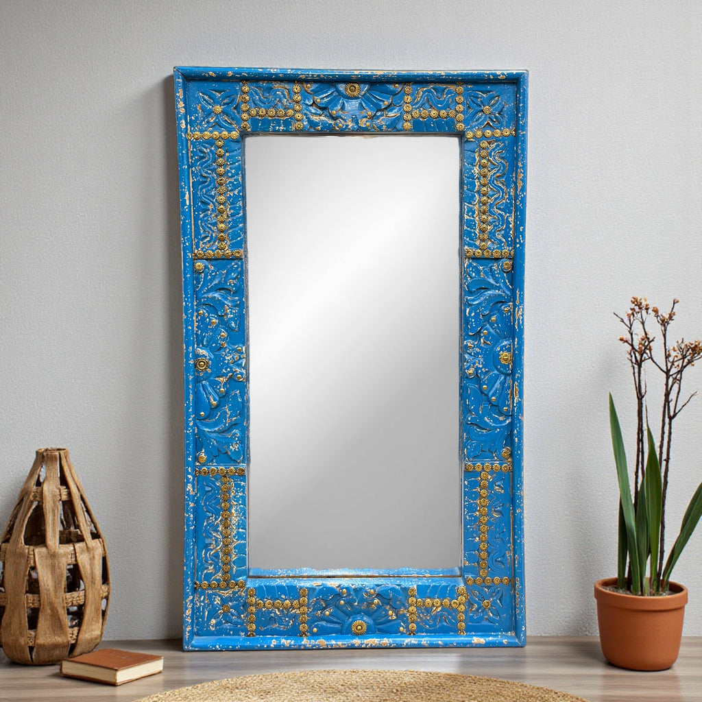 Distressed Blue Mirror