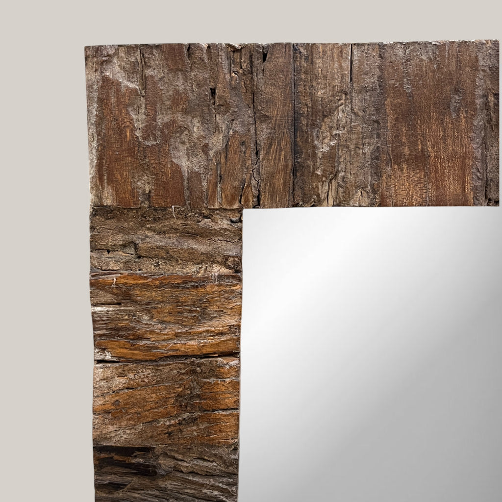 Dark Wooden Distressed Teak Mirror