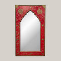 Raj Mahal Red Arch Carved Mirror – 3 Feet