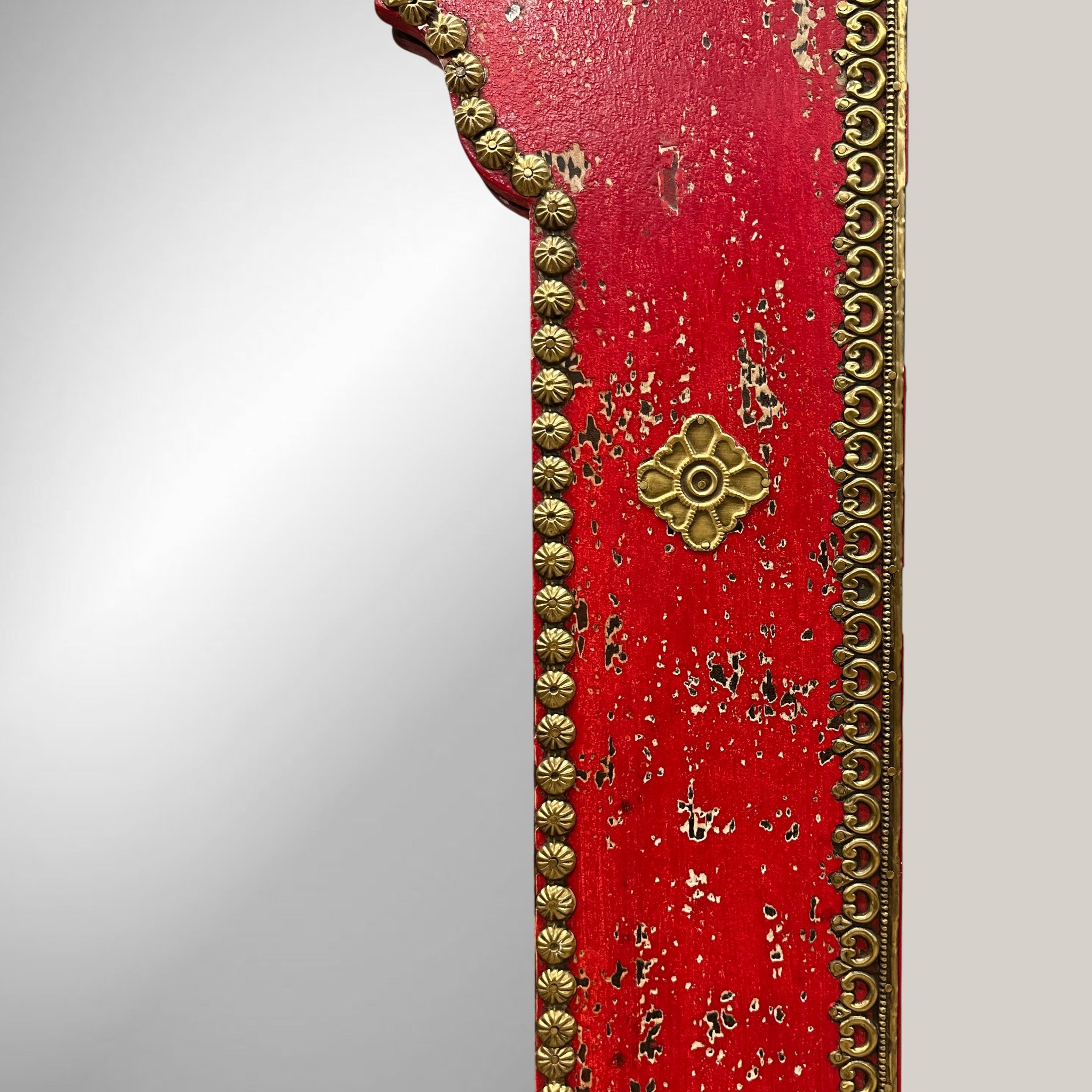 Raj Mahal Red Arch Carved Mirror – 3 Feet