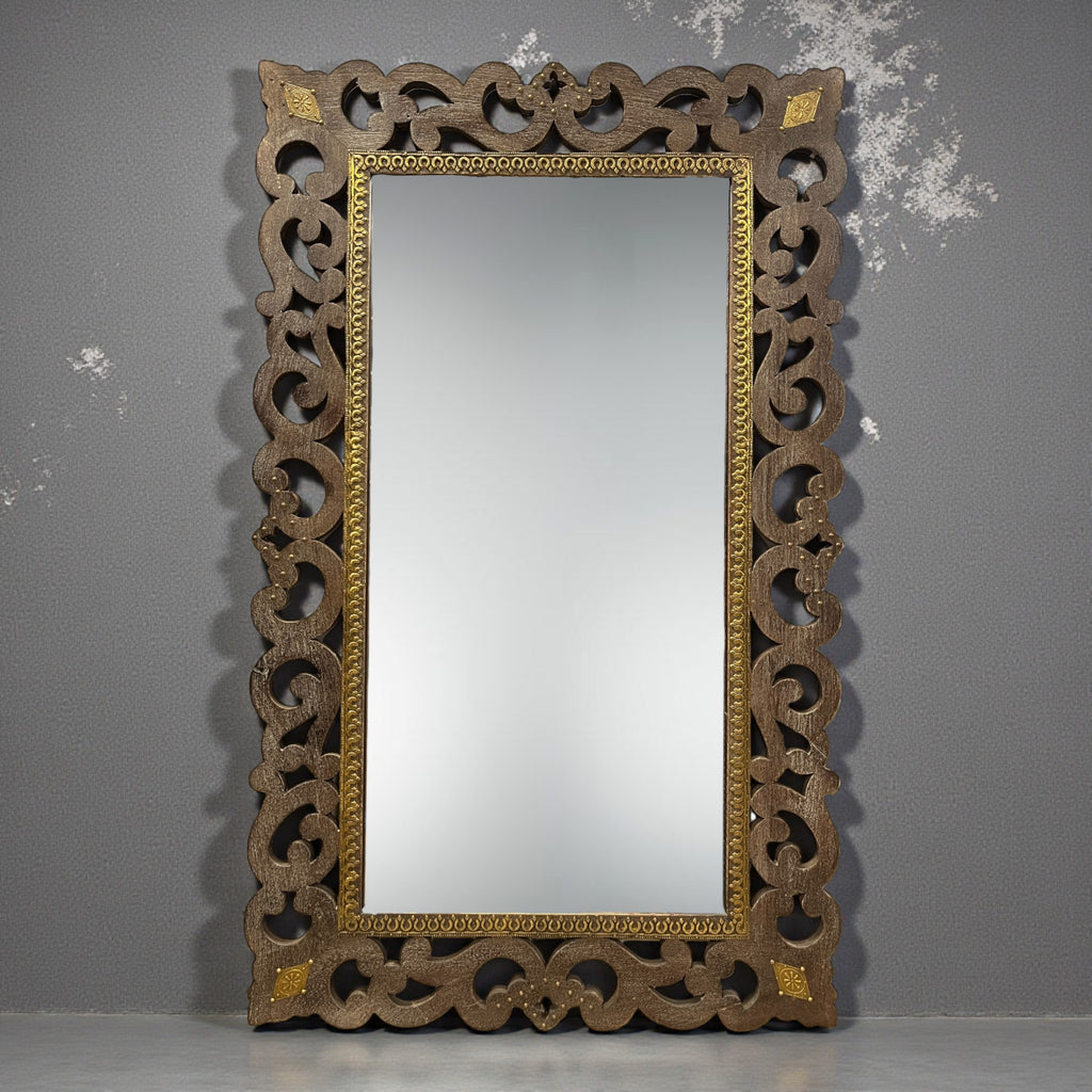 Heritage Scroll Carved Wall Mirror – 3 Feet