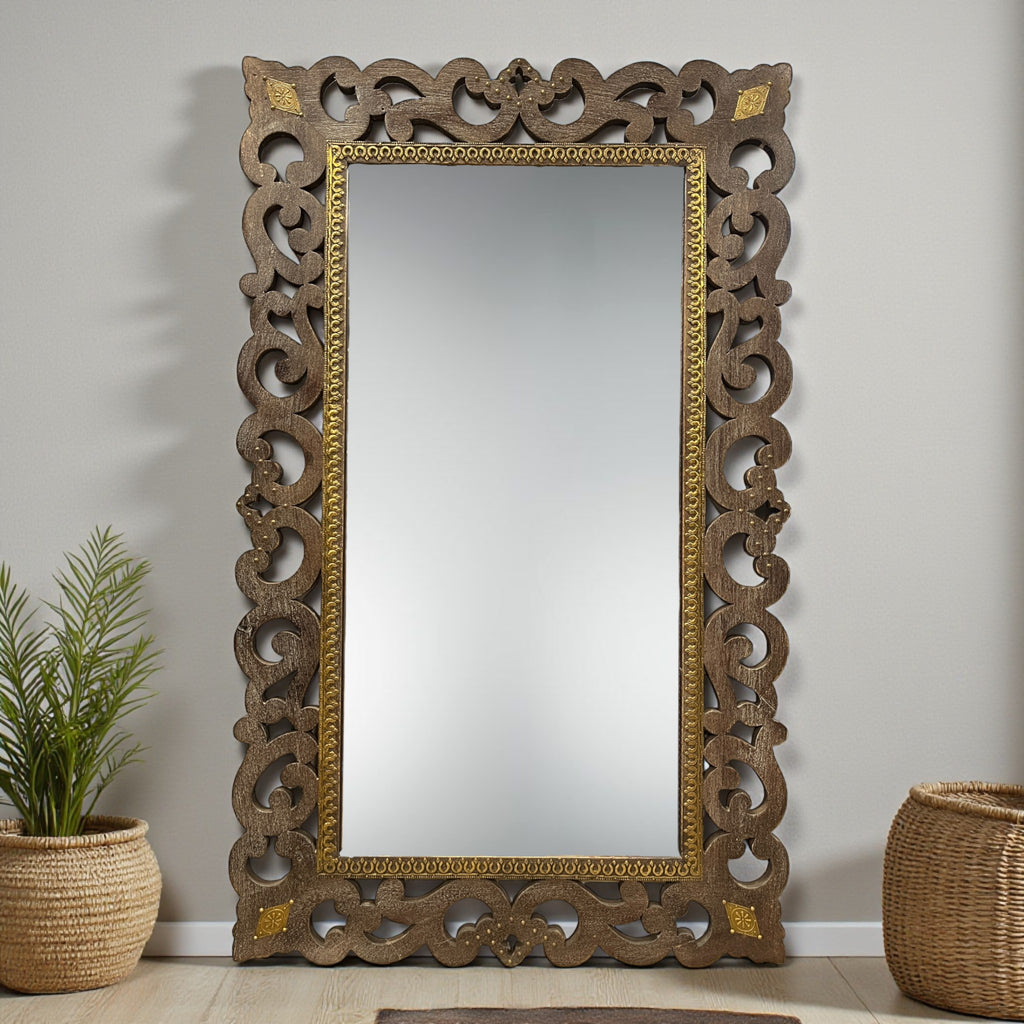 Heritage Scroll Carved Wall Mirror – 3 Feet