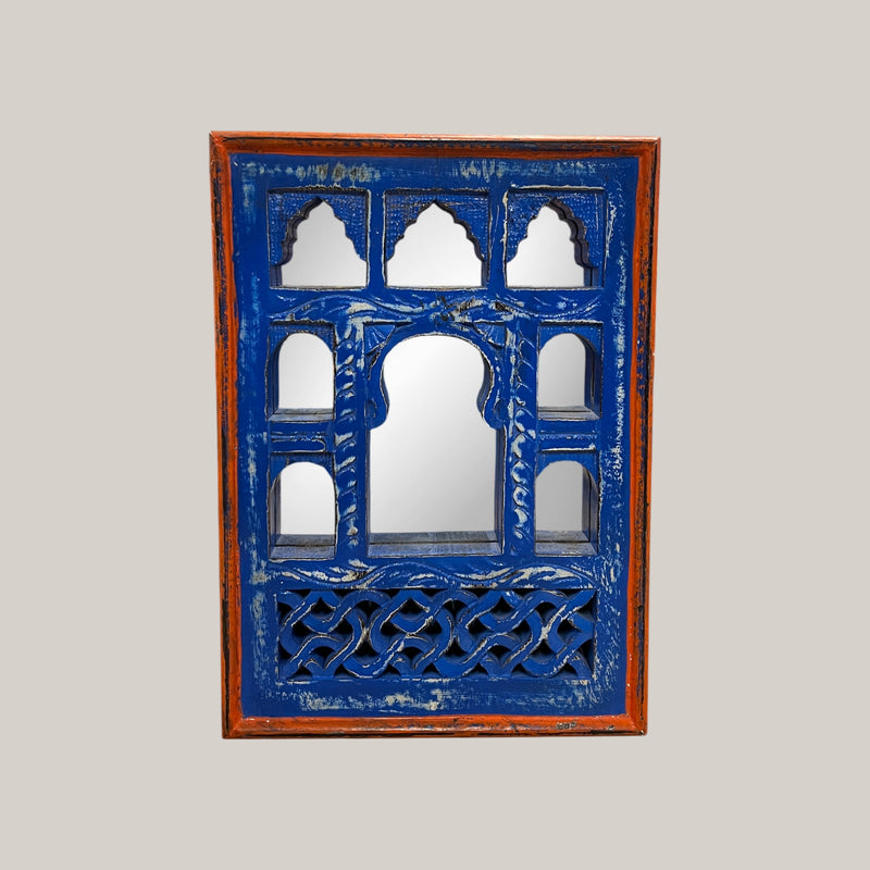 Small Blue Jharokha Mirror