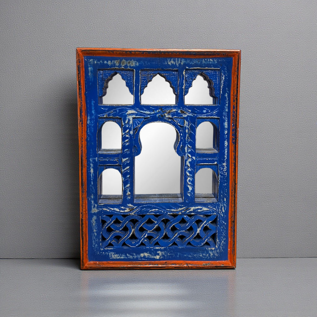 Small Blue Jharokha Mirror