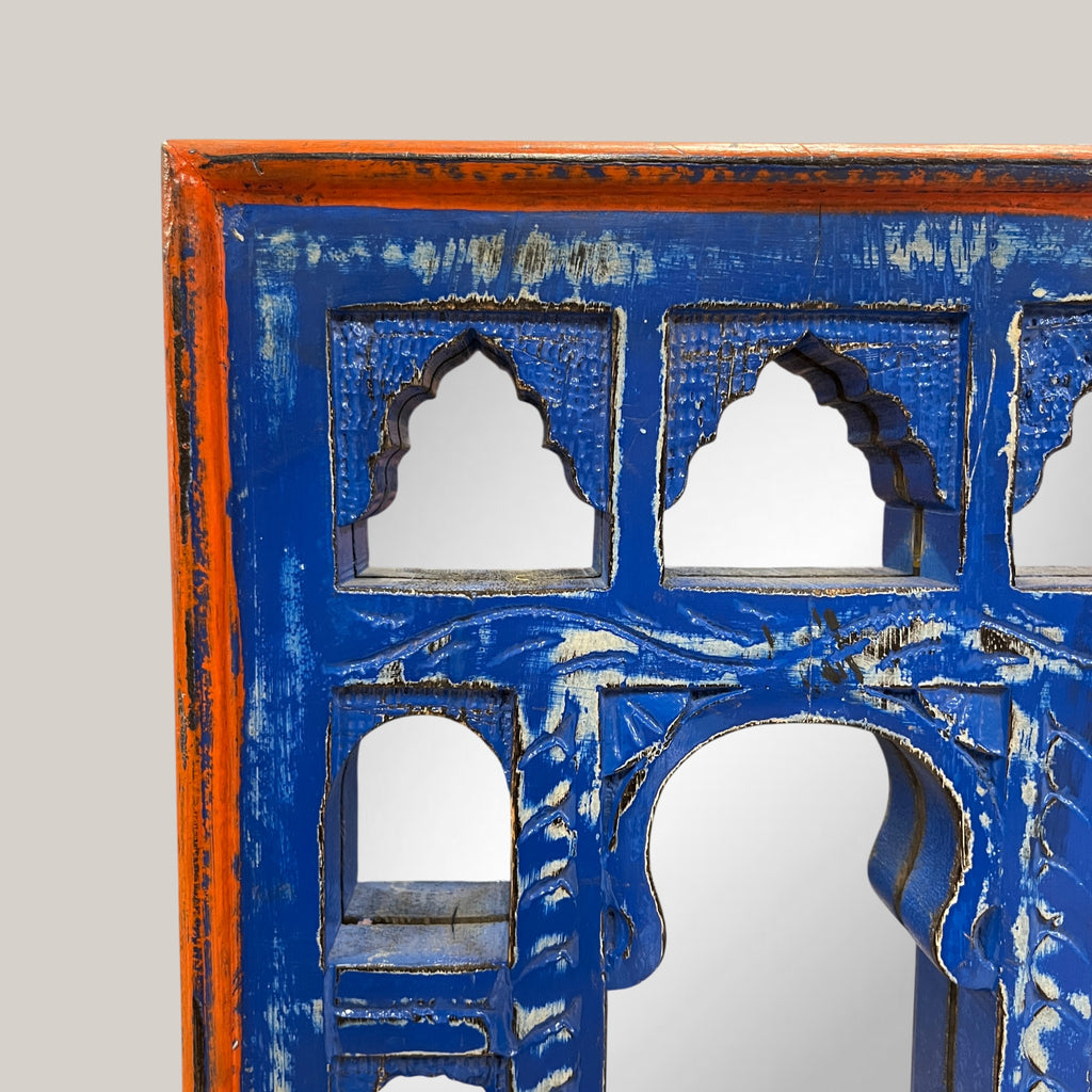 Small Blue Jharokha Mirror