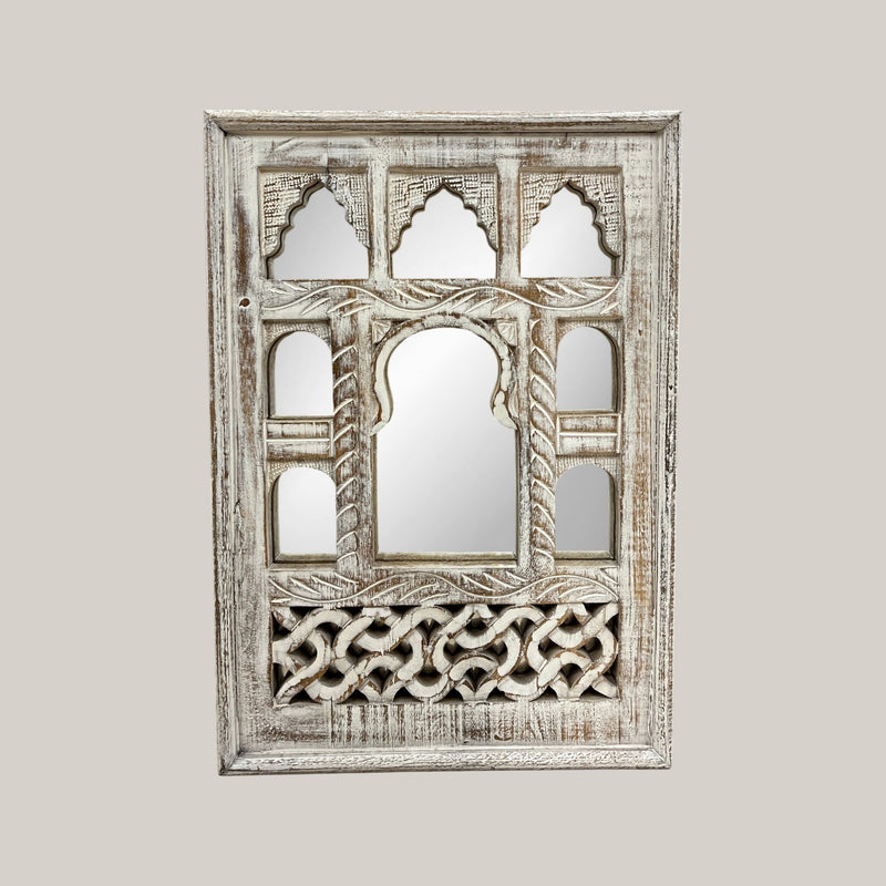 Small White Jharokha Mirror