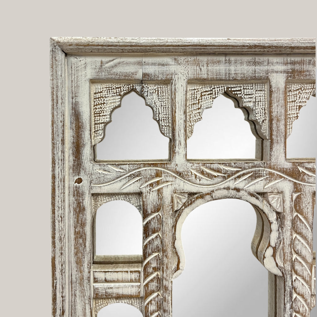 Small White Jharokha Mirror