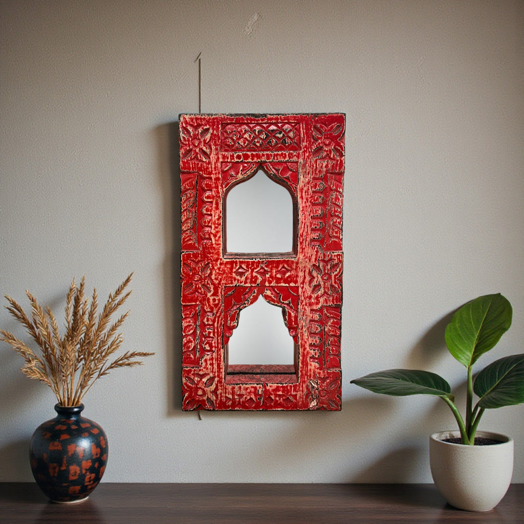 Small Jharokha Mirror (Red)